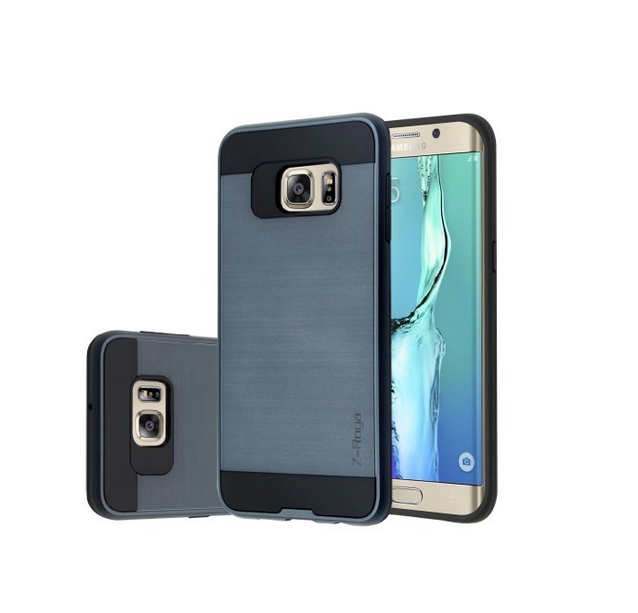 Galaxy S7 Edge Case Z-Roya Meister Brushed Metal Texture Slim Fit blue